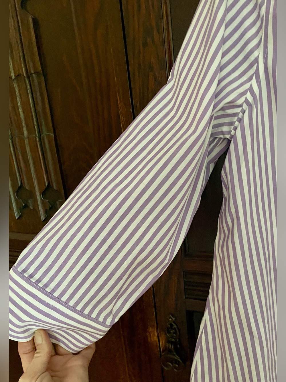 Vintage Talbot’s Purple & White Pin Stripe Button-Down Shirt Size 10 - Picture 3 of 8